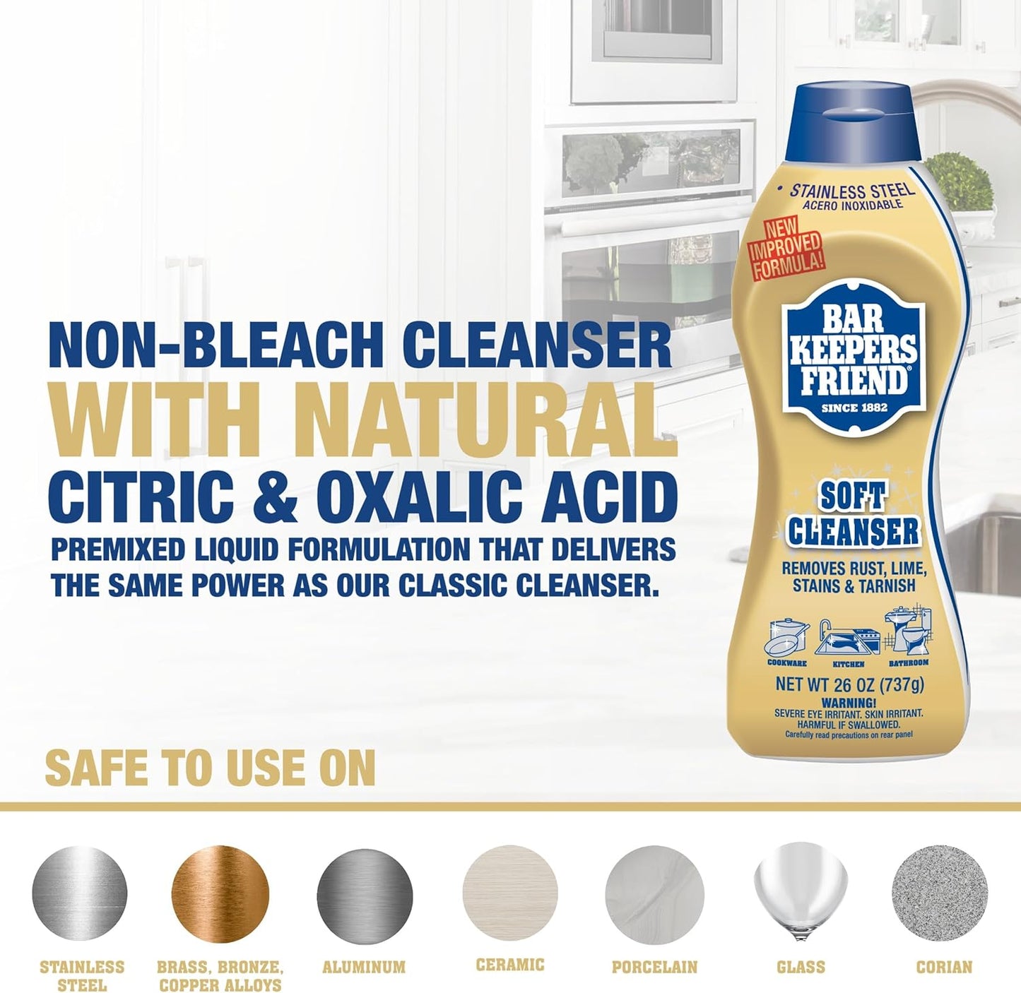 Bar Keepers Friend Soft Cleanser (13 oz) and MORE Spray + Foam (25.4 oz) Multipurpose Cleaner Bundle, Stain & Rust Remover for Multi Surface Bathroom, Kitchen & Outdoor Cleaning