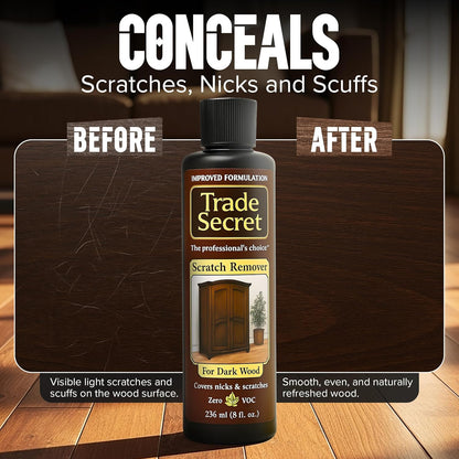 Trade Secret Scratch Concealer for Real Wood Furniture & Floors – Restores Dark Wood Scratch, Covers Nicks, Scuffs & Dogs, Cats Scratches, Marks, Minor Defects