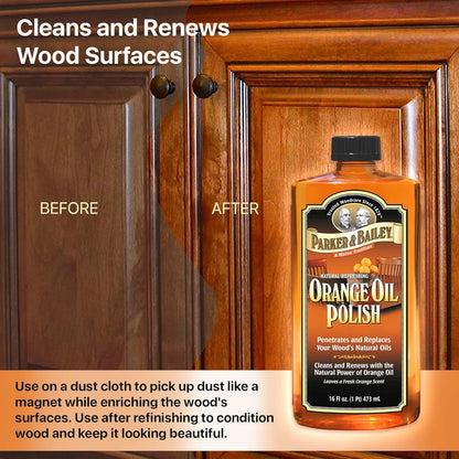Parker & Bailey Lemon Oil Polish, Natural Lemon Scented Furniture Cleaner & Wood Table Cleaner, Renews & Restores a Finish for Woods, Protects from Drying or Cracking, Leaves a Shiny Finish, 16 oz