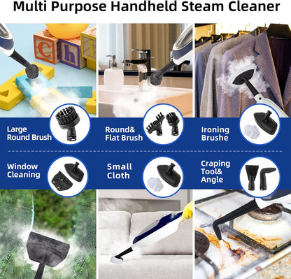 Steam Mop with Detachable Handheld Steamer All-in-one 11 Accessories, 23Ft Power Cord,3-Level Steam,Fast Heating MultiPurpose Steam Cleaner for Hard Floor, Carpets, Furniture, Windows, Clothes etc.
