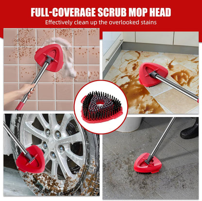 Spin Mop Scrub Brush Replacement (2 Pack +1 Base) for Ocedar RinseClean 2-Tank System – Stiff Bristles for Deep Grout & Tile Cleaning, Heavy Duty Bathroom & Kitchen Scrubber, Long-Lasting Gray Heads