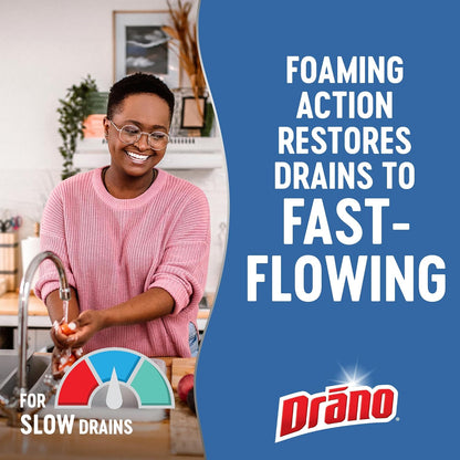 Drano Early Action Foamer Drain Clog Remover and Cleaner for Shower or Sink Drains, Unclogs and Removes Sources of Odor, 17 Fl Oz
