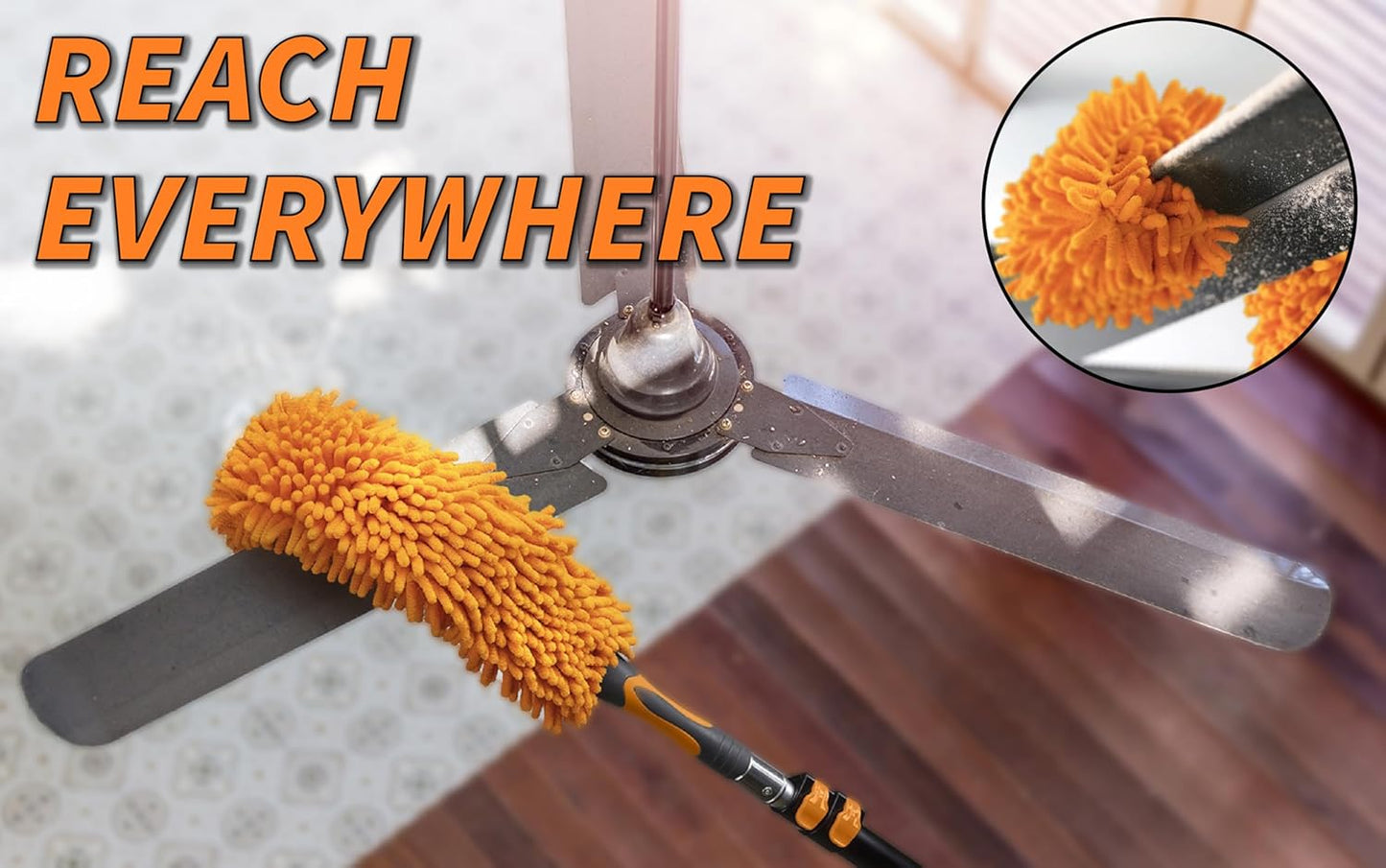 1.5-3 ft Long Paint Roller Extension Pole // Multi-Purpose Telescopic Extension Pole with Universal Twist-on Metal Tip // Lightweight & Sturdy Extendable Pole for Painting Dusting and Window Cleaning