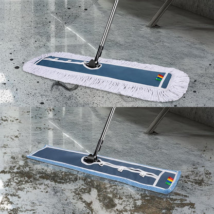 42" Commercial Dust Mop for Floor Cleaning, MASTERTOP Large Flat Mop with Long Handle, Sweeping Broom with 2 Different Mops Pads, Industrial Mop for Hardwood, Tile, Gym, Office, Mall, Warehouse