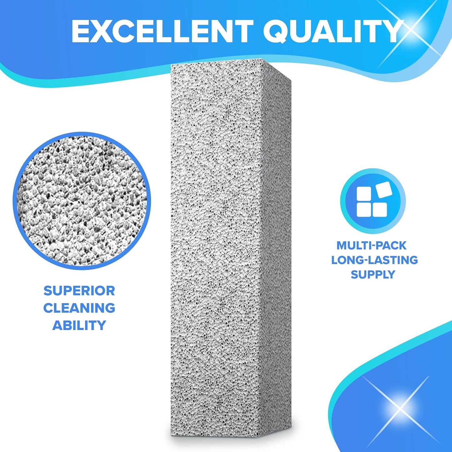 DISIWENE Pumice Cleaning Stone with Handle Toilet Bowl Cleaner Hard Water Ring Remover for Bath/Pool/Kitchen/Household Cleaning (2, 2 Pack with Handle)