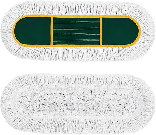 24 Inch Commercial Dust Mop for Floor Cleaning-Heavy Duty Dry & Wet Push Broom with 3 Washable Pads, 57" Handle & 360° Swivel Floor Duster for Hardwood, Laminate, Vinyl Floors & Warehouse