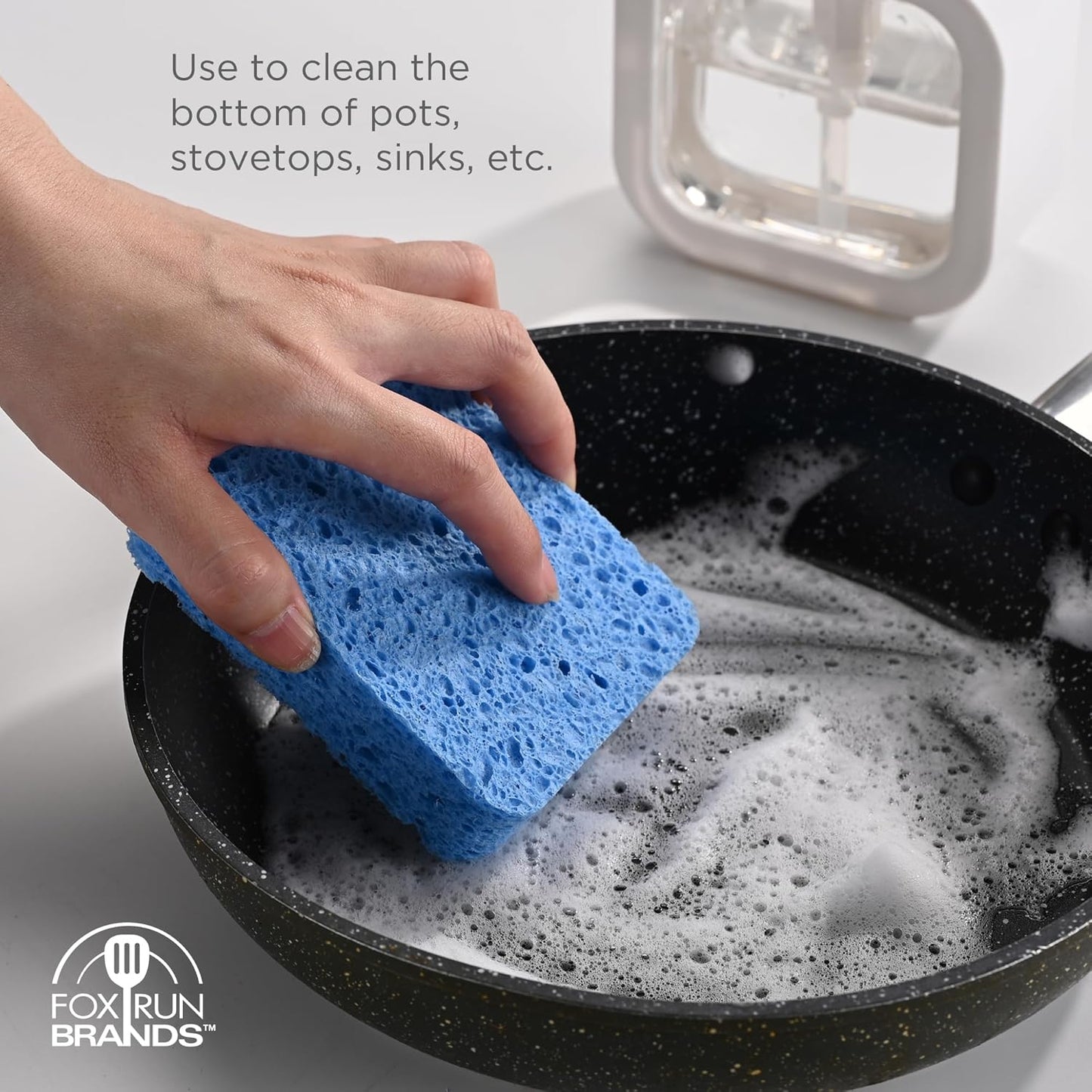 Fox Run Silicone Dish Scrubbers, Set of 6 Multi-Purpose Reusable Cleaning Brushes, Safe for Non-Stick, Blue, Cyan, and Light Purple