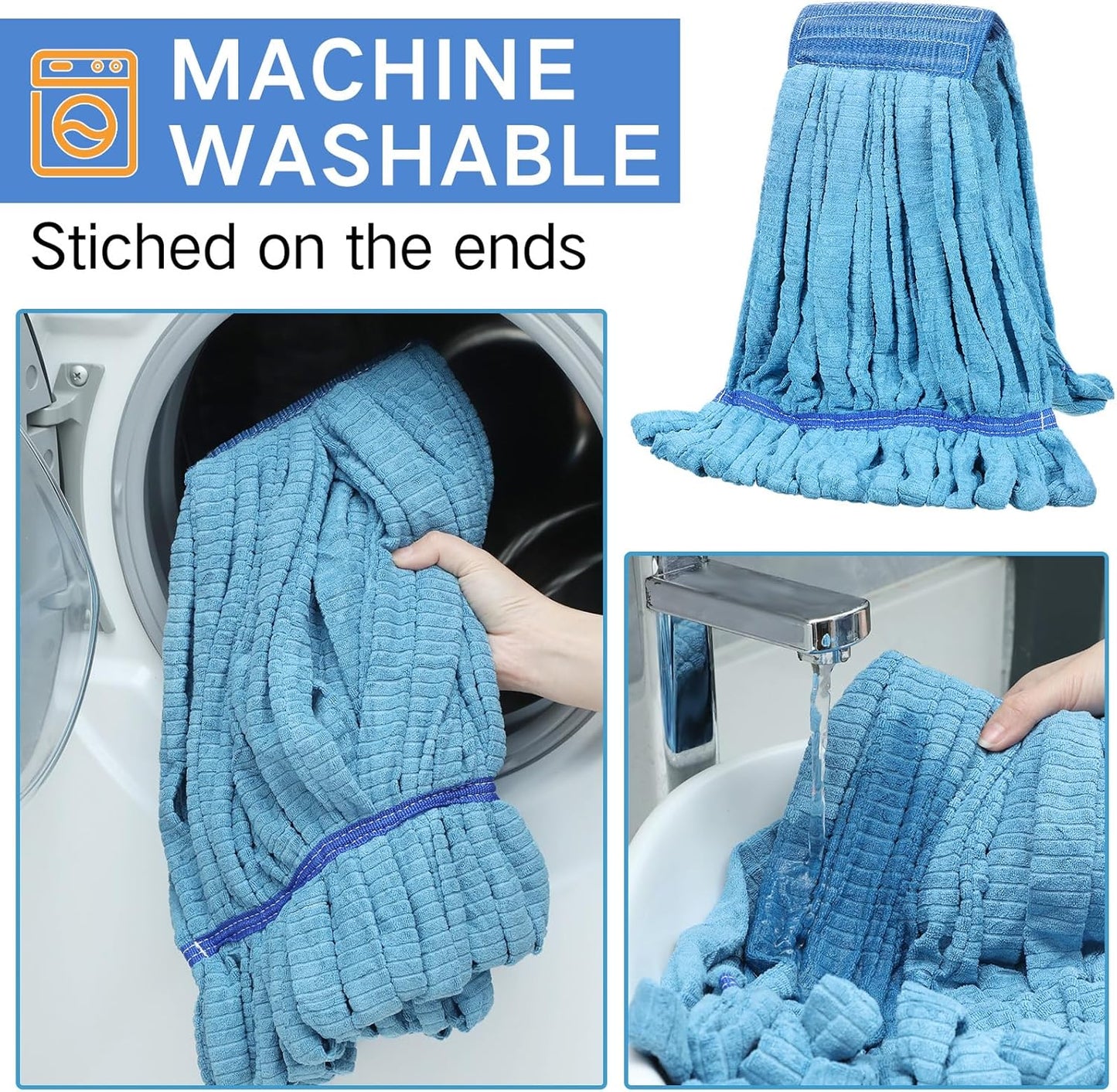 Lallisa 2 Pcs Commercial Mop Head Replacement 18 Oz Tube Microfiber Mop Heads for Floor Cleaning Industrial Mop Heads Looped End Wet Mop Head Refill for Home Commercial Industrial Use (Green)