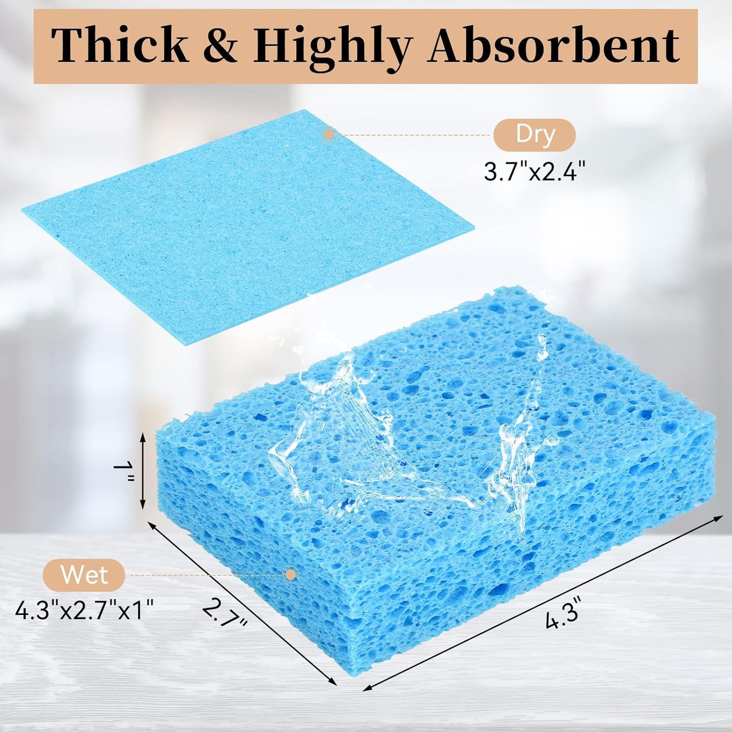 6 Pcs Kitchen Sponges for Dishes Cleaning, Non Scratch for Non Stick Cookware, Compressed Natural Cellulose Sponges, Dish Washing Scrubbers, Scrubbing Pads for Household, Bathroom (Multicolor)