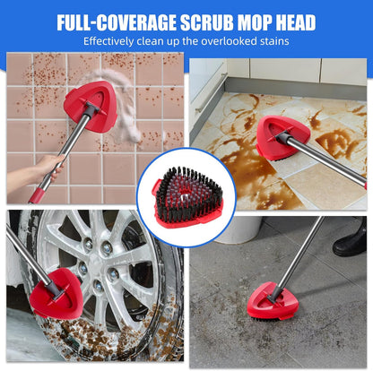 Spin Mop Scrub Brush Replacement (2 Pack +1 Base) for Ocedar RinseClean 2-Tank System – Stiff Bristles for Deep Grout & Tile Cleaning, Heavy Duty Bathroom & Kitchen Scrubber, Long-Lasting Gray Heads