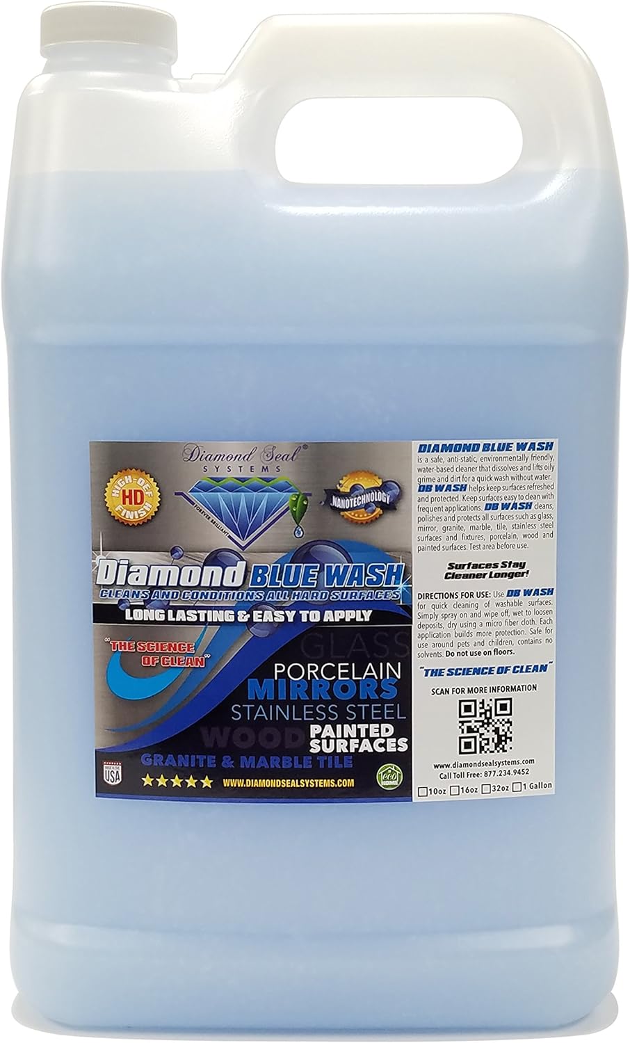 Made in the USA. Diamond Blue Repellent Wash Multi Surface. Cleans,Shine Best Cleaner for Glass, Granite, Countertops Wood & Stainless Steel. Direct from the Manufacturer 32oz Easy to use spray bottle