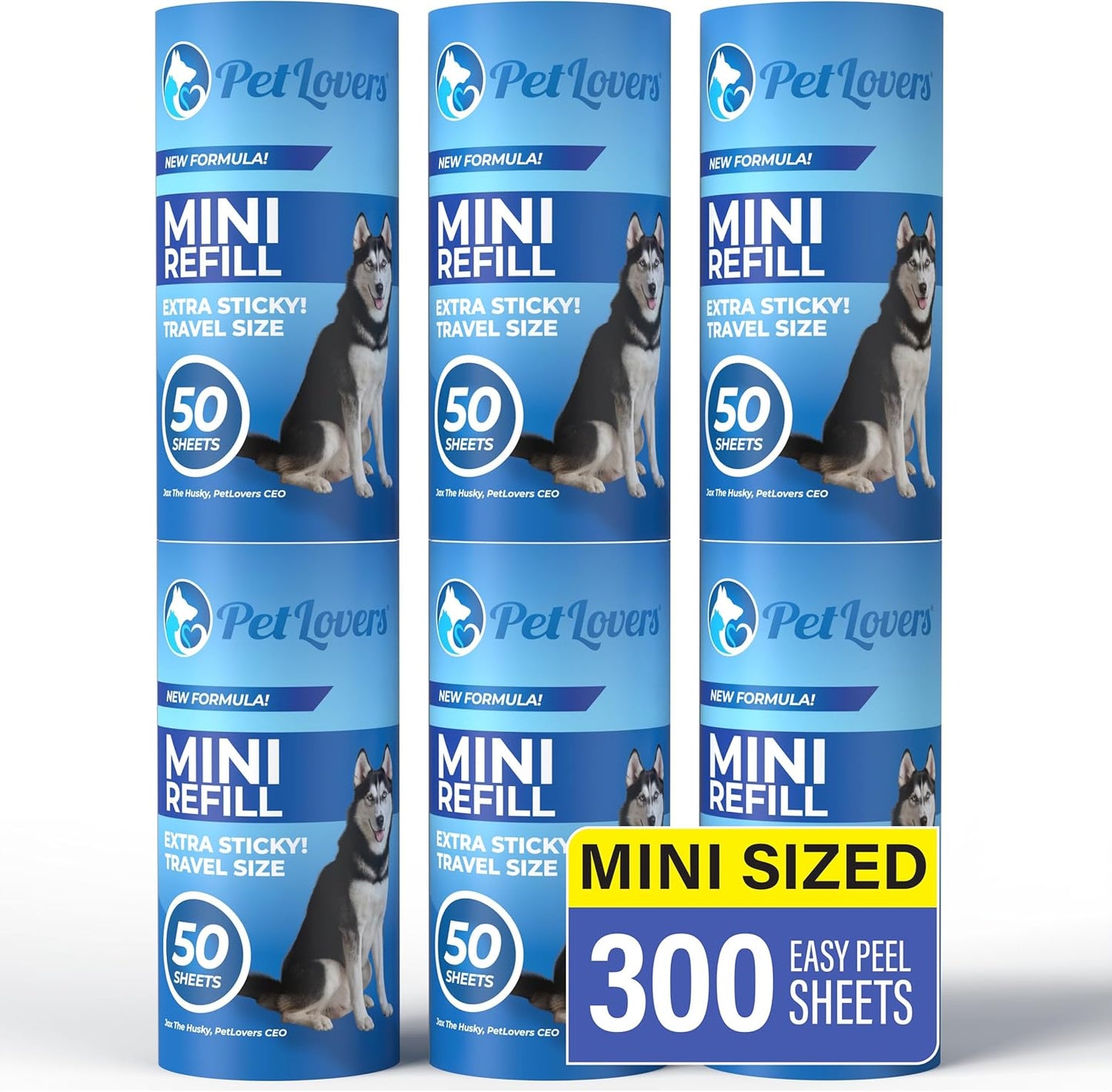 PetLovers Extra Sticky Lint Roller Mega Value Set 600 Sheets for Pet Hair Removal, Dog and Cat Lint Remover 6 Pack