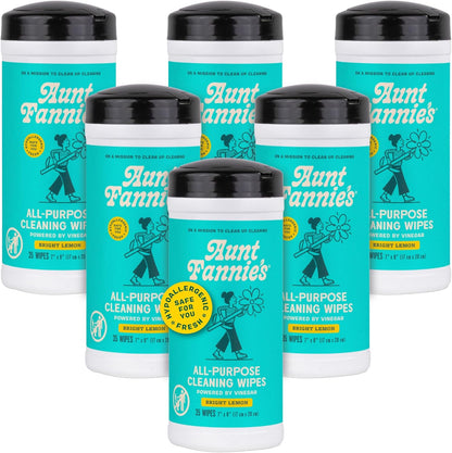 Aunt Fannie's Natural Cleaning Vinegar Wipes, Multipurpose Surface Cleaner, Eucalyptus Scent, 35 Count (Pack of 1)