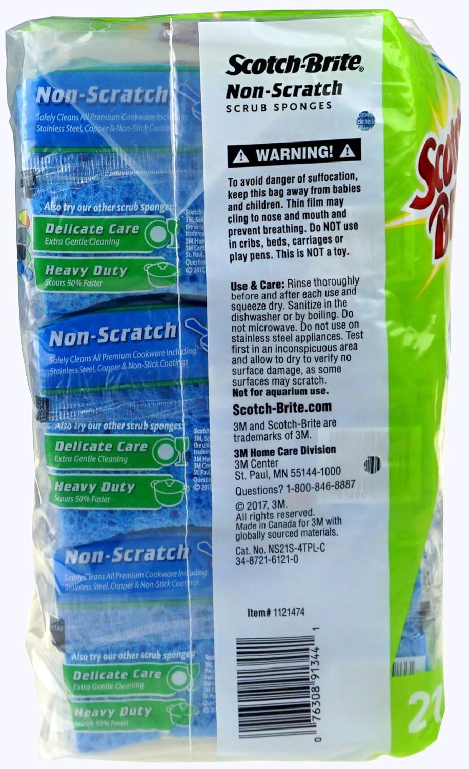 Scotch -Brite Non Scratch Scrub sponges - 21 Pack - Individually Wrapped