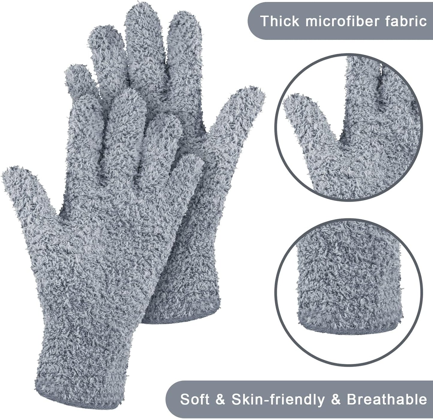Patelai 3 Pairs Microfiber Plant Dusting Gloves Leaf Cleaning Gloves for Indoor Plants, Blinds, Furniture, House (Green Yellow,Blue,Pink,Medium)