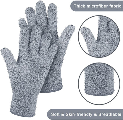 Patelai 3 Pairs Microfiber Plant Dusting Gloves Leaf Cleaning Gloves for Indoor Plants, Blinds, Furniture, House (Green Yellow,Blue,Pink,Medium)