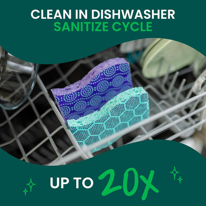 Scotch-Brite Scrub Dots Non-Scratch Scrub Sponge, Rinses Clean, for Washing Dishes and Cleaning Kitchen, 3 Scrub Sponges