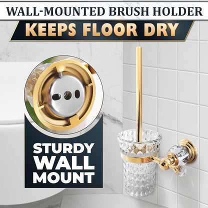 Stylish Stainless Steel Toilet Brush and Holder Set - Silver Toilet Bowl Brush and Holder with Splash Cover, Sturdy Bristles, Corrosion & Scratch Resistant - Elegant Design, Effective Deep Cleaning