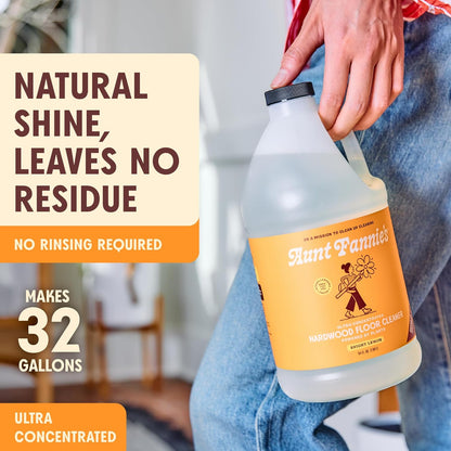 Aunt Fannie's Ultra Concentrated Hardwood Floor Cleaner, Vinegar-Free Plant Based Hardwood Floor Cleaner for Mopping, Bright Lemon Scent, 32 oz. (Pack of 1)
