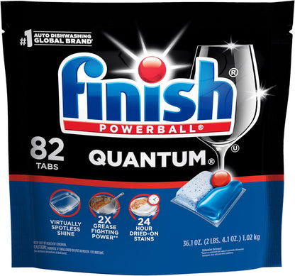 Finish Quantum Dishwasher Pods, No Pre-Rinse Dishwasher Detergent Soap Removes 24HR Dried-On Stain and Grease, Leaving a Virtually Spotless Shine, 84 Count