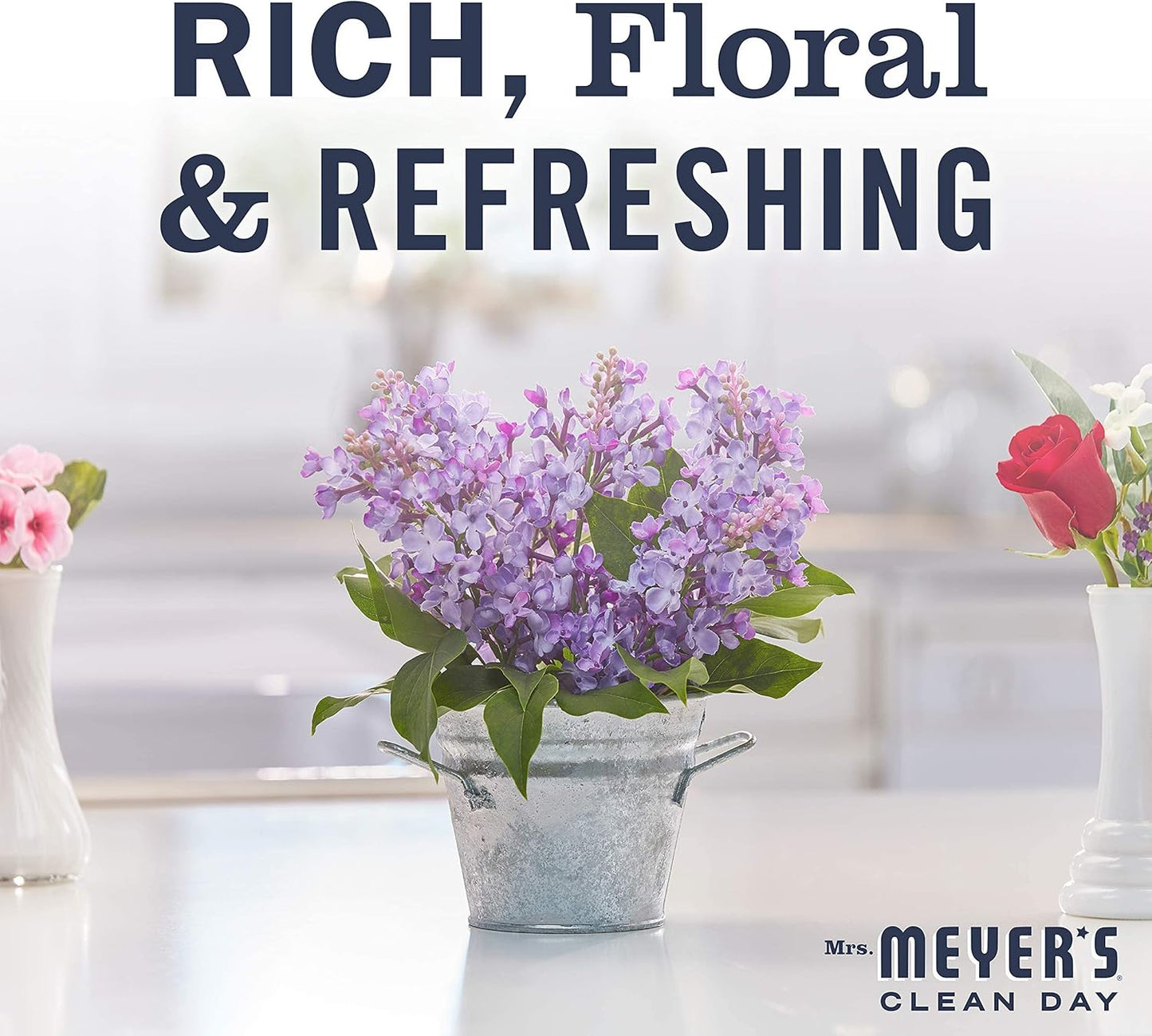 Mrs. MEYER'S Kitchen Set, Dish Soap, Hand Soap, and Multi-Surface Cleaner, 3 CT (Peony)