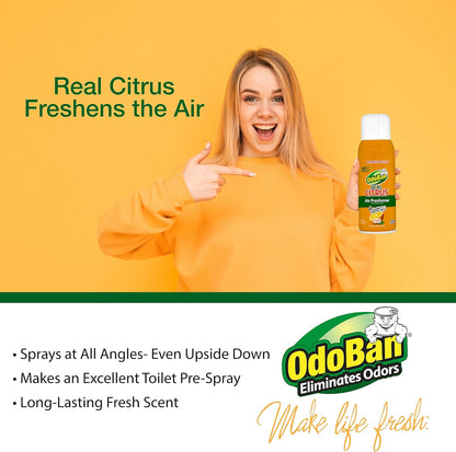 OdoBan 360-Degree Continuous Spray Natural Oil Real Citrus Orange Air Freshener, 10 Ounce, and Multipurpose Disinfectant Cleaner, 32 Ounce Spray, Made in the USA