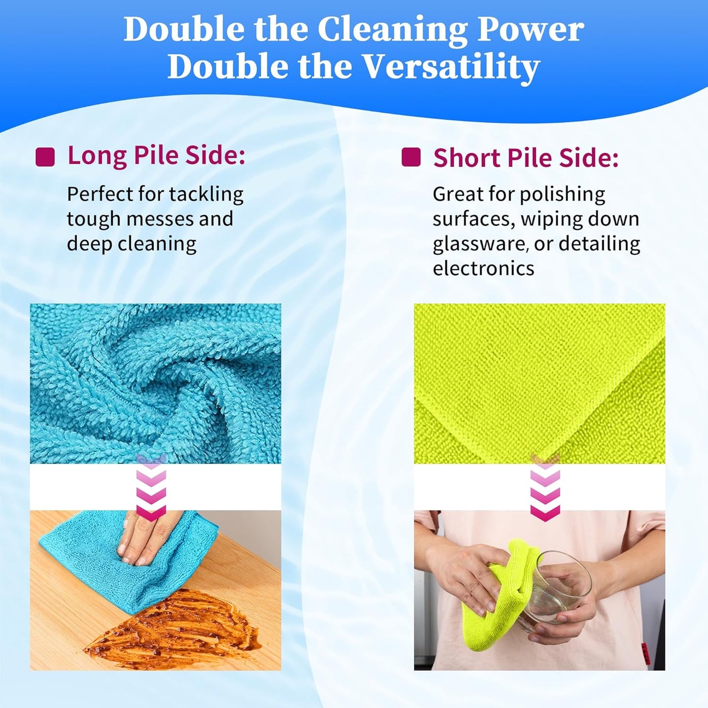 FIXSMITH Microfiber Cleaning Cloth - Pack of 8, Size: 12 x 16 in, Multi-Functional Cleaning Towels, Highly Absorbent Cleaning Rags, Lint-Free, Streak-Free Cleaning Cloths for Car Kitchen Home