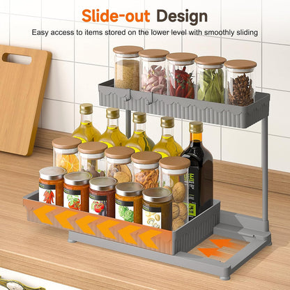 Sevenblue L-Shaped Pull-Out Storage Organizers, 3 Pack (Black, 12.85 inch)