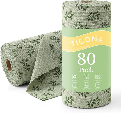 Microfiber Cleaning Cloth Roll,80 Pack Cleaning Towels,Lint Free Rags Paper Towels & Tear Away Reusable Towels,Washable Shop Rags Floral Wipe Cloth,Wash Cloths Dish Rags for Car Kitchen Window