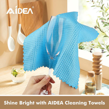 AIDEA Microfiber Glass Cleaning Cloth, 8PK, Premium Microfiber Glass and Window Cleaner, Lint Free Magic Cleaning Cloths for Glass, Windows, Windshields, Mirrors, Stainless Steel, 12"x12"