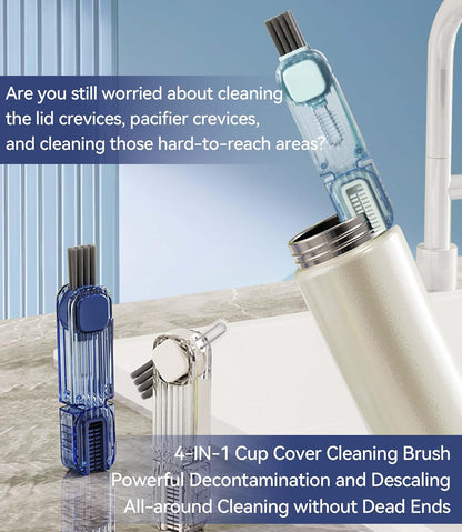 3 in 1 Cup Lid Gap Cleaning Brush Set, Multifunctional Insulation Bottle Cleaning Tools, Mutipurpose Tiny Silicone Cup Holder Cleaner, Home Kitchen Cleaning Tools