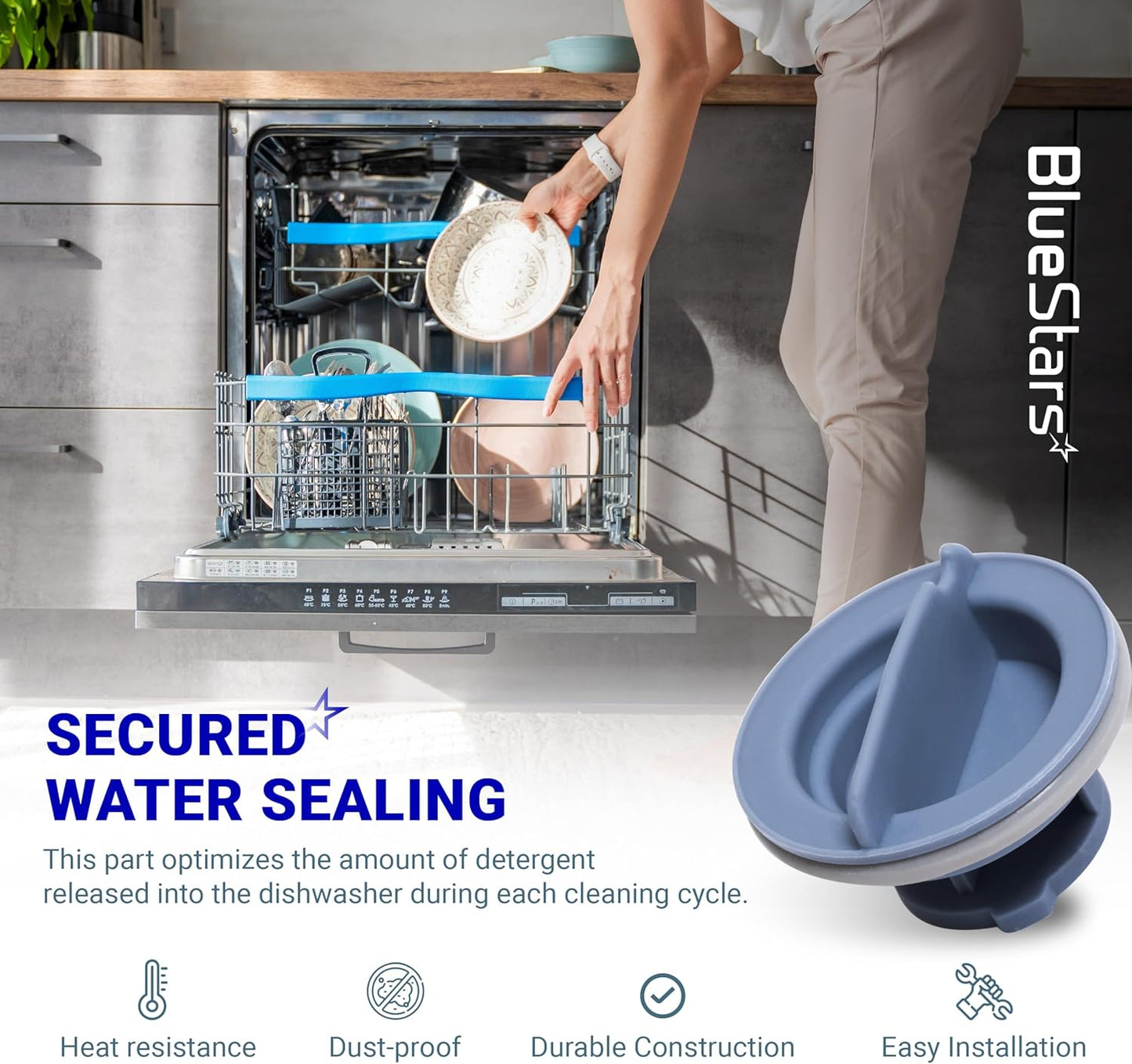 BlueStars 8558307 Dishwasher Dispenser Cap - Ultra Durable Rinse Aid Cap Compatible with Whirlpool Kenmore Dishwashers - Replaces WP8558307 8193984 8539095 PS11746426 AP6013204