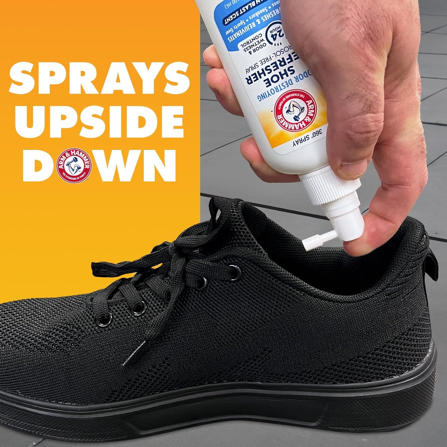 Arm & Hammer Shoe Refresher Spray, Odor Eliminator for Sneakers, 24 Odor & Wetness Control, Aerosol-Free Shoe Deodorizer Spray, Ocean Blast Scent, 3.4 oz