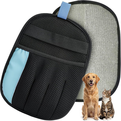 Rivalran Pet Hair Remover Glove for Dog & Cat, Reusable Electrostatic Magic Brush, Five-Finger Hair Removal Mitt for Cleaning Clothing, Bed, Couch, Carpet, and Car Seat Blue