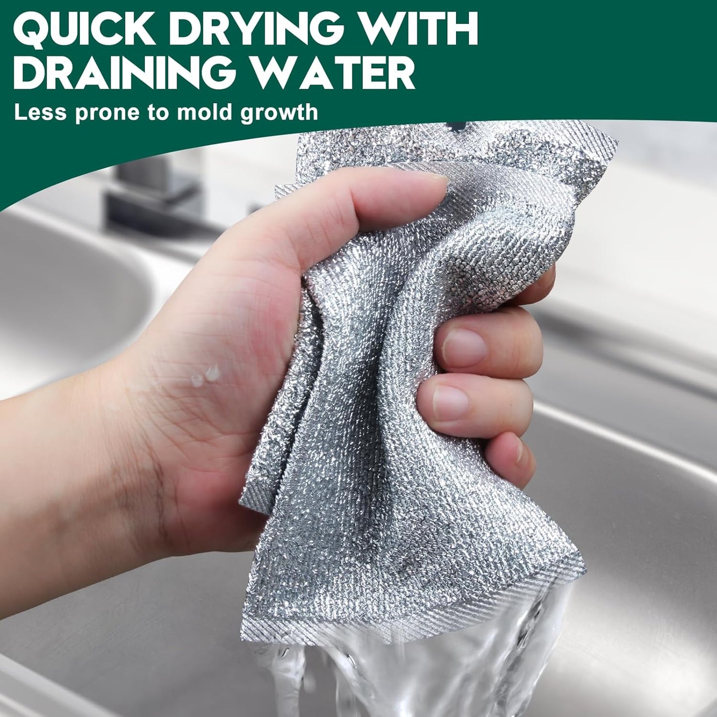 Steel Wool Scrubber, Wire Dishwashing Rags, 10 Pcs Multipurpose Wire Dishcloth, Wet & Dry for Cookware, Sinks, Dishes, Stoves & Fireplaces 5.9“ x 3.9”