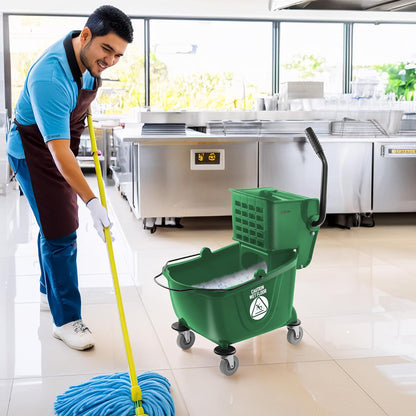 Dryser Commercial Mop Bucket with Side Press Wringer, 26 Quart, Black