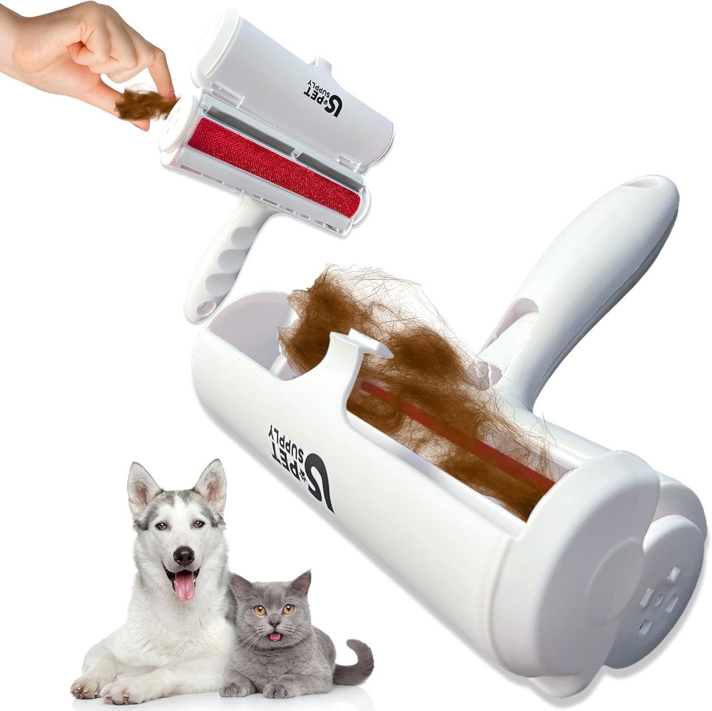 Pet Hair Remover Roller-Reusable, Self Cleaning Lint Roller for Pet Hair Removal on Furniture, Carpets, Clothes & Car Seats-Dog & Cat Hair Remover No Sticky Tapes (Black)