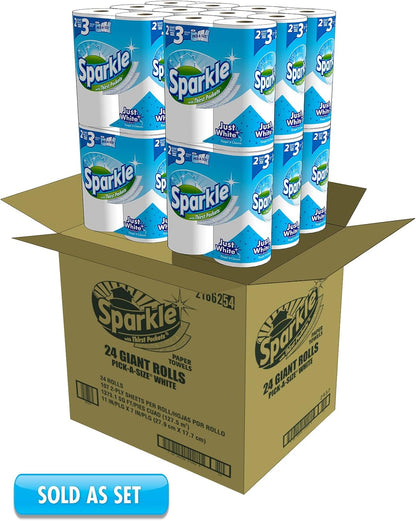 Sparkle Pick-A-Size Paper Towels, 6 Double Rolls (660 Sheets Total) - Strong 2-Ply Towels for Kitchen Cleanup and Everyday Messes
