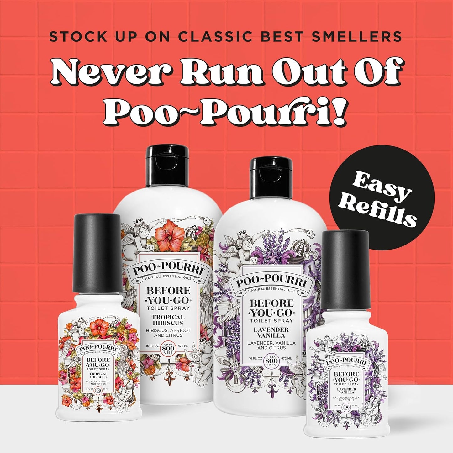Poo-Pourri Before-You-Go Pocket Toilet Spray, Travel Essentials, Tropical Hibiscus, 1 Fl Oz, Up to 50 Uses, On-The-Go Bathroom Odor Deodorizer with Essential Oils, TSA Approved Size, Hibiscus, Apricot