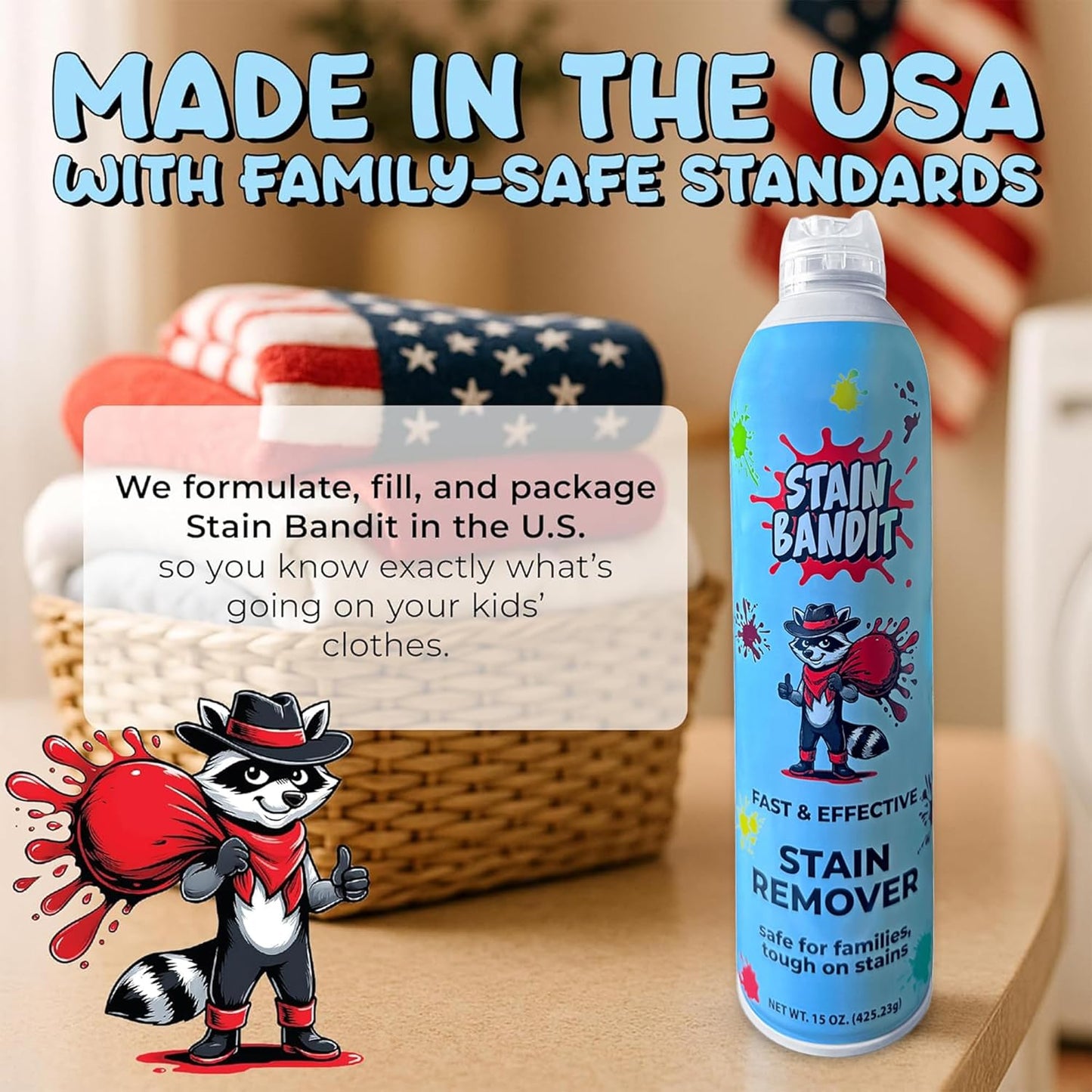 Stain Remover Spray | Non-Toxic Stain Remover Family Safe Formula | Bag-On-Valve 360° Continuous Spray Bottle | Cleaner for Clothes, Upholstery, Carpet & Car Seats 4.2 Oz, (Pack of 1)