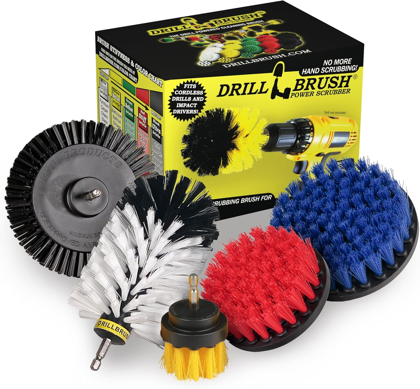 Drillbrush Multi-Surface Drill Brush Attachments Set for Car Interior, Bathroom, Flooring, Counters, Sinks, Siding, Garages, and More - Dishwasher Safe Drill Brush Car Detailing Kit Attachment Set