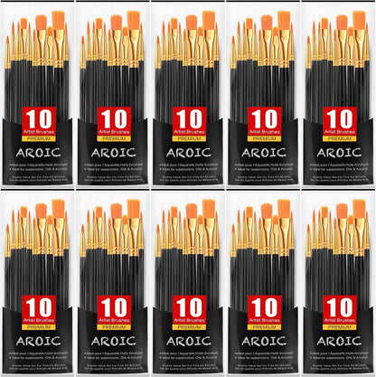 Acrylic Paint Brush Set, 1 Packs / 10 pcs Watercolor Brushes Painting Brush Nylon Hair Brushes for All Purpose Oil Watercolor Painting Artist Professional Kits.
