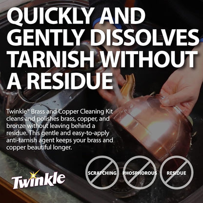 Twinkle Brass & Copper Cleaning Kit, Easy Effective Cream Formula, 4.38-Ounce (Pack of 2)