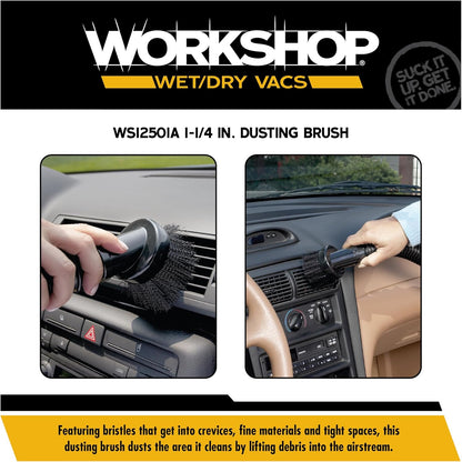 WORKSHOP Wet/Dry Vacs Shop Vacuum Accessories WS25001A Dusting Brush Attachment for Wet Dry Vacuum Cleaners, Fits 2-1/2-inch Extension Wands and Hoses