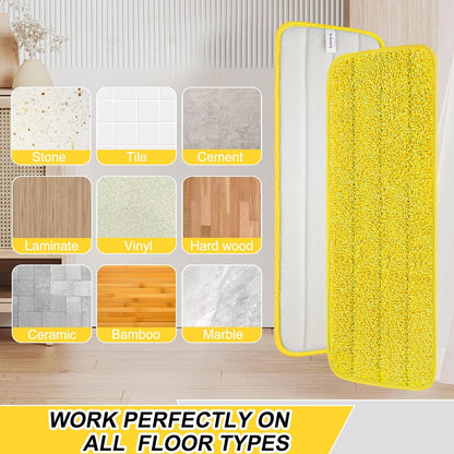 16.5 Inch Reusable Mop Pads Microfiber Spray Mop Replacement Heads for Wet/Dry Mops Compatible with Bona Floor Care System (6 Pack)