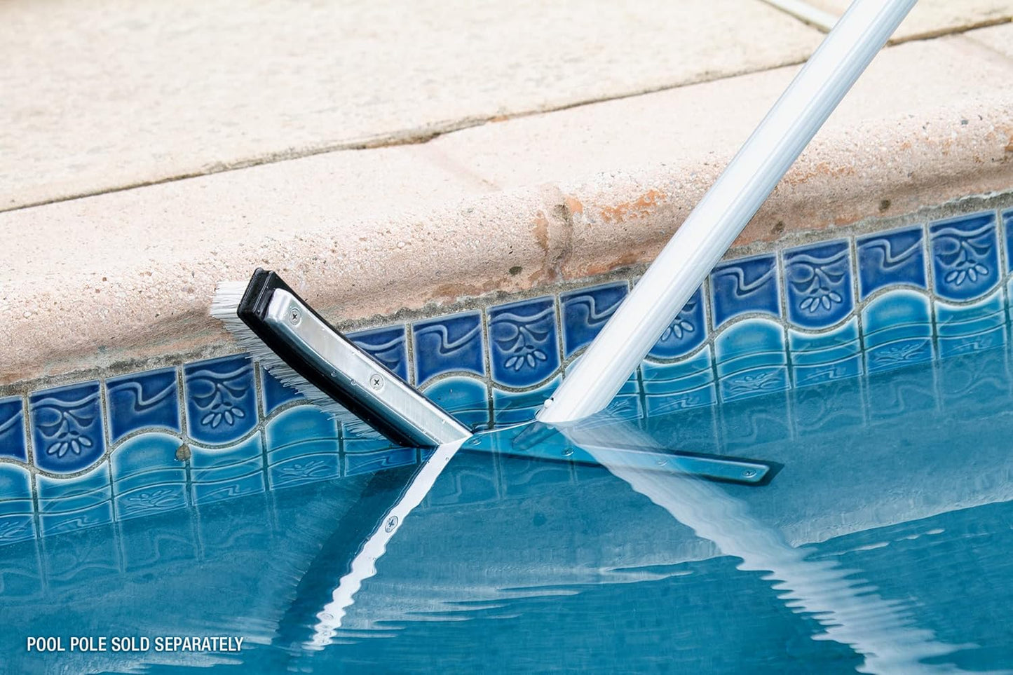 Poolmaster 5-Inch Stainless Steel Pool Algae Detail Brush, Heavy-Duty Aluminum Back, for Gunite Concrete Pools and Spas, Small Narrow Head for Corners, Steps and Tight Areas