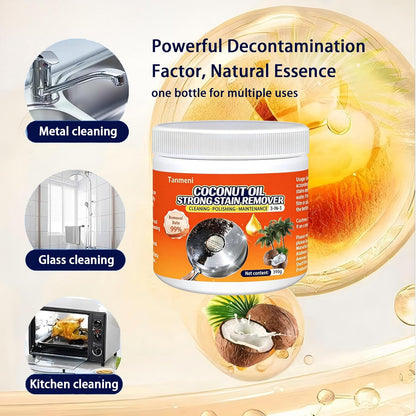 Coconut Oil Strong Stain Remover, Multi-purpose Kitchen Cleaner, Pot Bottom Black Stain Cleaner, Pan Bottom Cleaning Paste,Powerful Kitchenware Cleaner, Oil Stain Remover (399, Grams)