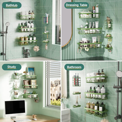 Veken Shower Caddy 6-Pack, Advanced Rustproof Design, No Drilling Adhesive Shelves, Rack with Soap Holder, Large Capacity Bathroom Organizers and Storage, Wall-Mounted, Gifts for Women Mom