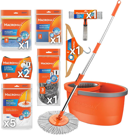 Cleaning Supplies Bundle Flat Mop Bucket Set Home Cleaning Kit Microfiber Cloth Sponge Household Set