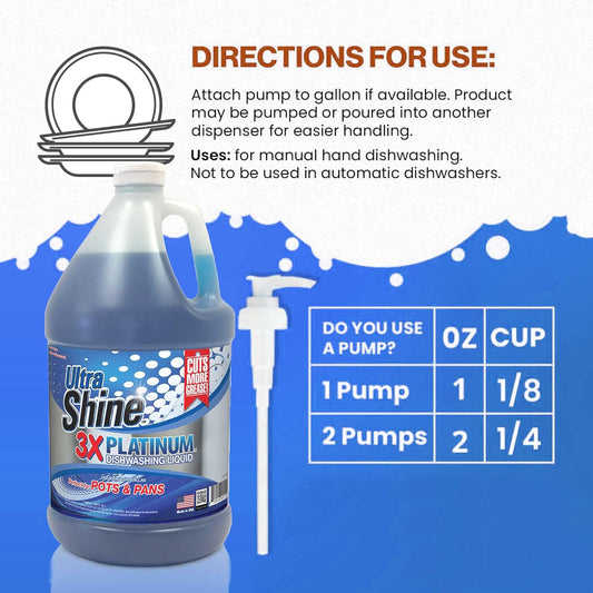 Ultra Shine 3X Platinum Bulk Dishwashing Liquid, Powerful Grease Remover, 5-Gallon - Concentrated Dish Cleaner Soap for Commercial Kitchens, Restaurants & Home Cleaning, Gentle on Hands & Skin